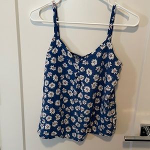 Gap, blue and white flowered tank, medium